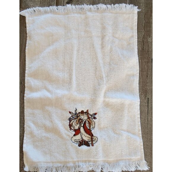 Christmas Embroidered Cotton Hand Towels With Fringe Set of 3 11 x 14 - Picture 10 of 13